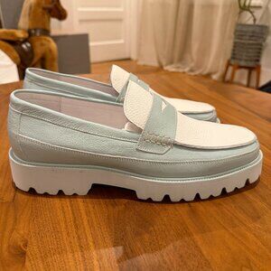 Men's Adler Light Blue Leather Lug Penny Loafers